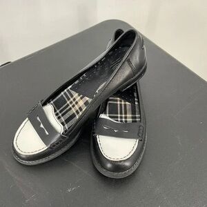 Black and White Two-Tone Women's Penny Loafers
